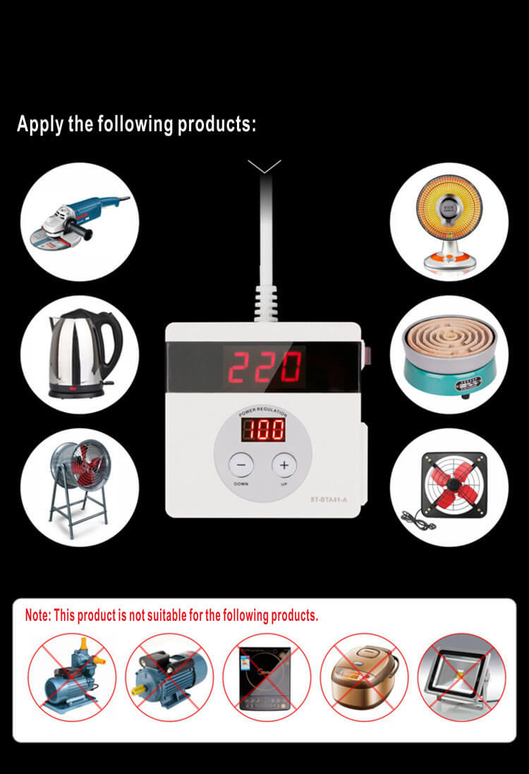 4000W PC PP Material Single Phase Electronic Digital Display SCR Voltage Regulator