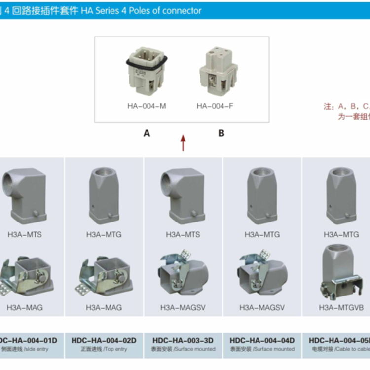 DHA-004-MF H3A-MTG H3A-MTGVB Cable to cable Heavy Duty Power Connector