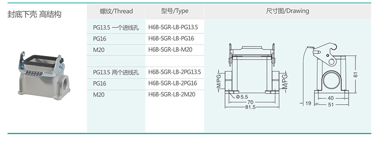 3H6B Series Hood and Housing Single buckle