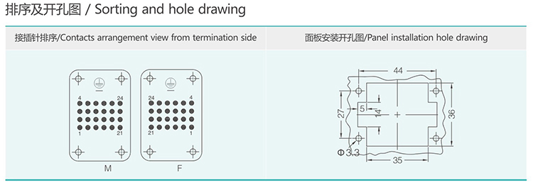 HDD-024 24Pin Superelevation Crimp terminal Insert Heavy duty connector