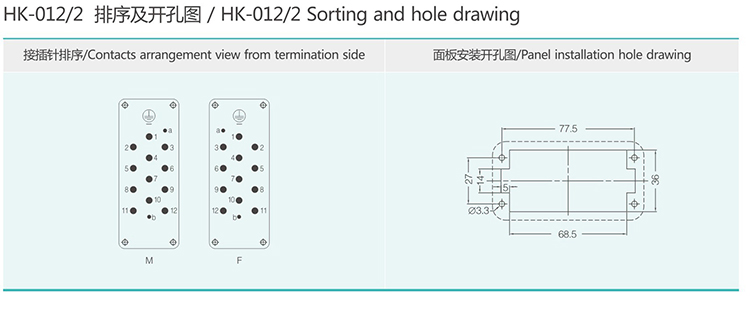 HK-012/2 12/2Pin Group and type Insert Heavy duty connector