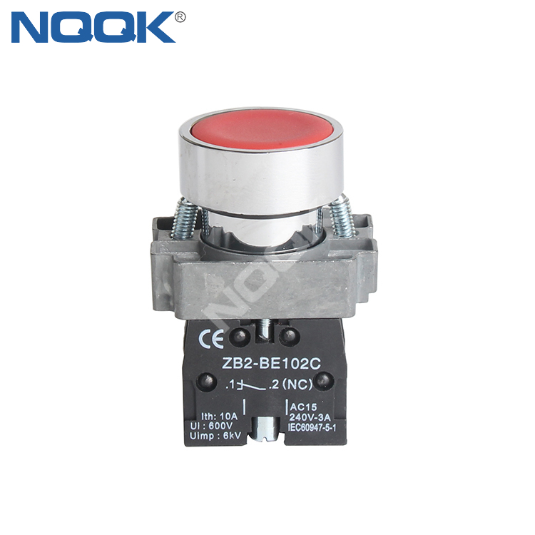 XB2-BA42 Metal Flat Button 22mm Automatic Reset Button Switch ZB2-BE102C Normally Closed Red